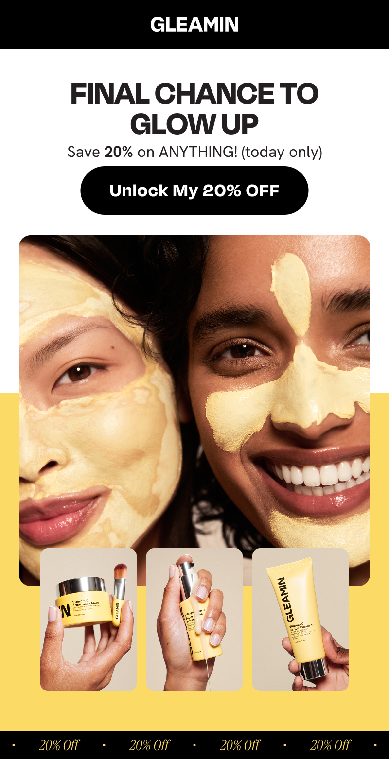 Gleamin 20% off email